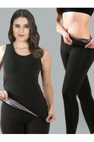 Dr.Cornell 3Lü Takım Fermuarlı Y. Kol Atlet + Kolsuz Atlet +Tayt Siyah