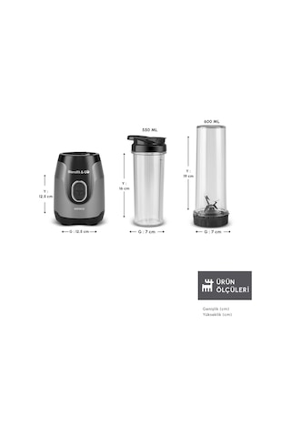 Karaca Blendy Personal Kişisel Kulplu Smoothie Blender Çift Hazneli Silver