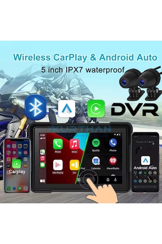 5 İnç Dokunmatik Moto Dvr Carplay Ve Android Auto Türkçe Menü