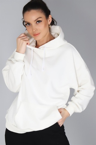 Sweetness Kadın Beyaz Kapüşonlu Sweatshirt Beyaz