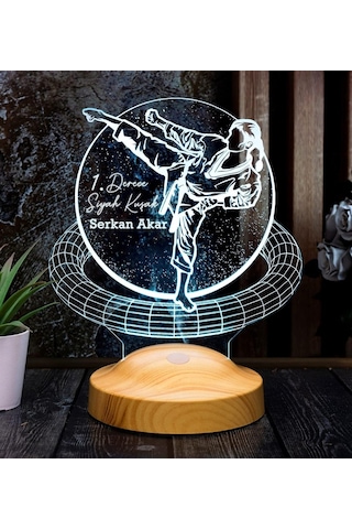 Sevgilambası Karateci Hediyesi, Karate Tekvando Judo Sporcuya Hediye 3d Led Lamba Çok Renkli