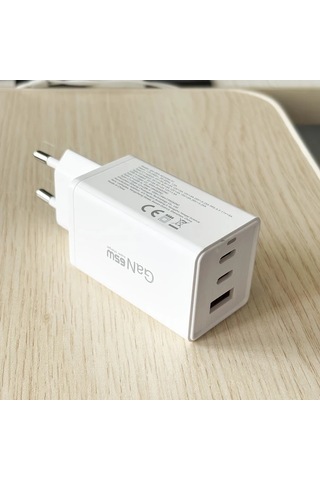 Honeybeeshop Beyaz 65w Gan Hizli Sarj Cihazi 3 Baglanti Noktasi Usb A Ve 2 Usb C Pd Pps Macbook İpad İphone Galaxy Uyumlu