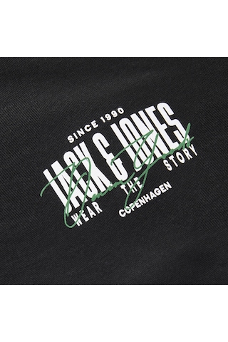Jack & Jones Erkek Gögüs Baskili Bisiklet Yaka Tisört - Aero - 12298488 Siyah