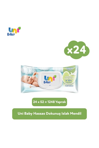 Uni Baby Hassas Dokunuş Islak Mendil 24 X 52'li