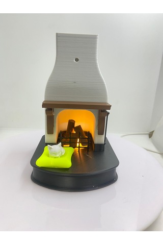 Mini Şömine Işığı Beyaz Kahverengi Siyah