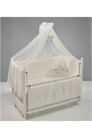 Meltem Kids Motto Ekru Nakışlı Pamuklu Bebek Uyku Seti 60 x 120 CM Ekru