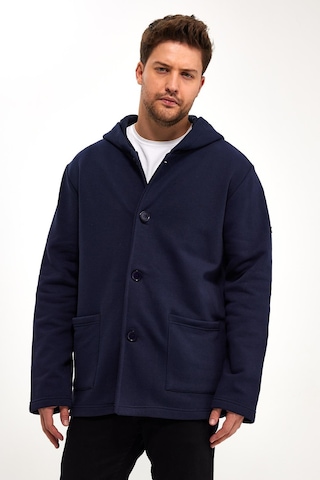 Alexandergardı Kapüşonlu İçi Şardonlu Oversize Hırka E23-607 03 Lacivert