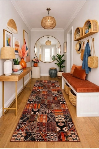 Dekoratif Halı Kaymaz Taban Leke Tutmaz Yıkanabilir Kilim Özel Ölçü Salon Halısı 3046