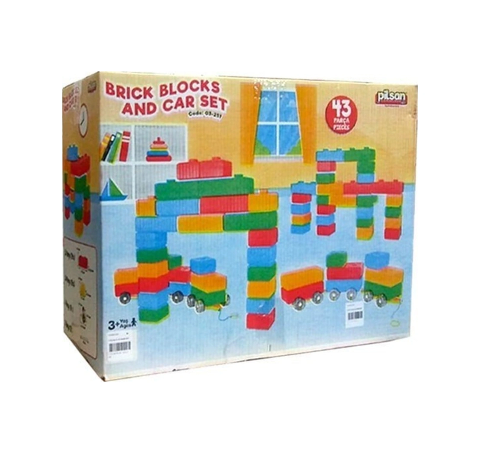 Arabalı 43 Parça Tuğla Bloklar Dev Boy Kreş Tipi Set 03251