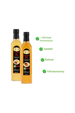Hanzade Bitkisel Zencefilli Alıç + Zerdeçallı Elma Sirkesi 500 ML