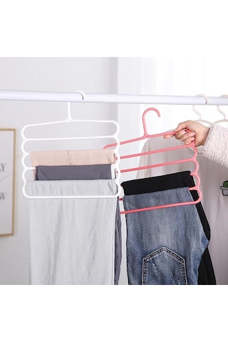 Çok İşlevli 5 Katmanlı Pantolon Askısı Tutucuları Pantolon Askısı Depolama Rafı Elbise Askısı Yerden Tasarruf Sağlayan Gardırop Dolap Düzenleyici Yeşil