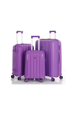 Mçs 3lü Set Kırılmaz Silikon Seyahat Valizi Bavulu V305 Mor