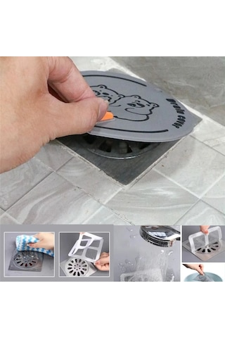 Gri Renk Gider Kötü Koku Önleyici Ve 10lu Yapışkanlı Gider Süzgeci