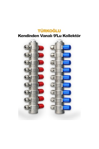 1'inç 16 Lık Kendinden Vanalı 9 Lu Kollektör Takıl Halinde Satılır 2 Adet Kırmızı-mavi Diğer