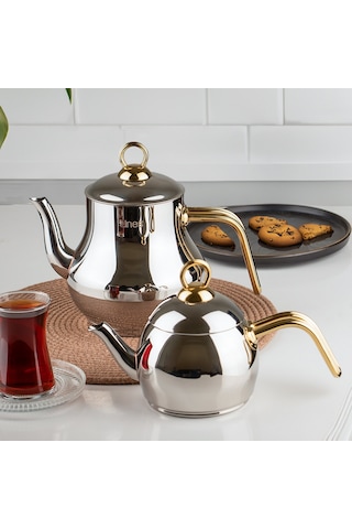 Lines Şahmeran No 3 Paslanmaz Çelik İndüksiyon Tabanlı Çaydanlık 1.75 L Gold