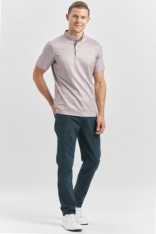 Lila Desenli Merserize Düğmeli Yaka Garnili Pamuklu Casual Slim Fit Dar Kesim Tişört 1011240164 Lila