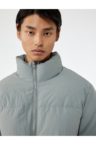 Koton Uzun Kollu Kapaklı Cep Detaylı Fermuarlı Slim Fit Dik Yaka Kışlık Şişme Mont Gri 6wam20125hw Gri