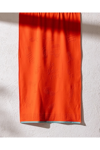 Madame Coco Elise %100 Pamuk Plaj Havlusu - Turuncu - 70x150 Cm 8684427310847 Çok Renkli