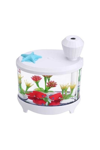 Dancemonkey Usb Mini Akvaryum Nemlendirici Ve Hava Temizleyici - 460ml Su Tankı, Led Gece Lambası