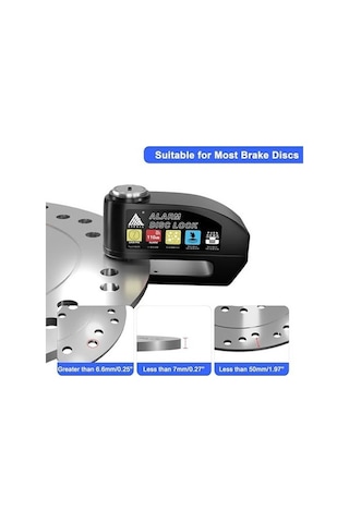 Pazly 110db Alarmı, Su Geçirmez Bisiklet & Motosiklet Disk Kiliti, 4ft Kablosuz, Taşınabilir Çantada Güvenlik Kilit Seti