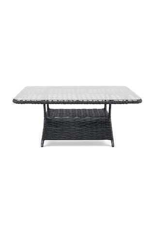 Niron Leo 3'lü Rattan Bahçe Oturma Grubu - Antrasit Temperli Cam Set 3+1+1+2 Puf