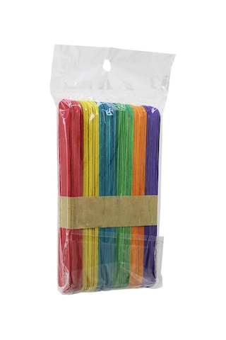 Renkli - 1000 Adet Ahşap Elişi - Dil Çubuk 15cm X 1.8cm 5256