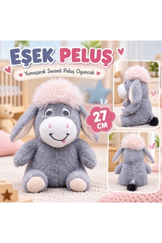 10023 Eşek Peluş 27cm Gri