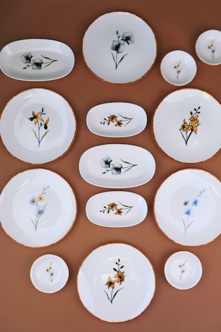 Tabak Evi Porselen Azelya Kahvaltı Ve İkram Takımı 6 Kişilik 14 Parça Çok Renkli