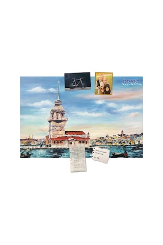 Yapışkanlı Pano/İstanbul, Kız Kulesi 33X48 Cm.