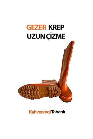 Gezer Krep Uzun Çizme Kahverengi Tabanlı