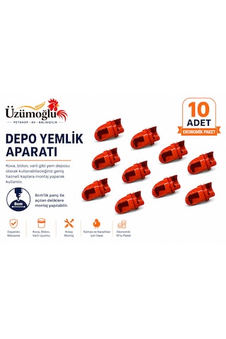10 Adet Depo Yemlik Aparatı Kova, Bidon Ve Varil Uyumlu Tavuk, Civciv, Bıldırcın Ve Kanatlı Yemlik Aparatı