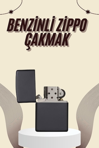 Çakmak Parlak Siyah Benzinli Çakmak Cep Boy Doldurulabilir - Lisinya Ahşap