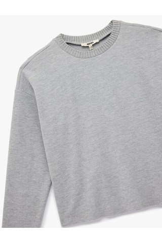 Koton Uzun Kollu Bisiklet Yaka Basic Sweatshirt Gri 6wak10092ek Gri