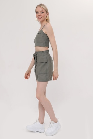 Hgfashion İkli Crop Şort Takımı Yeşil Reng Yeşil