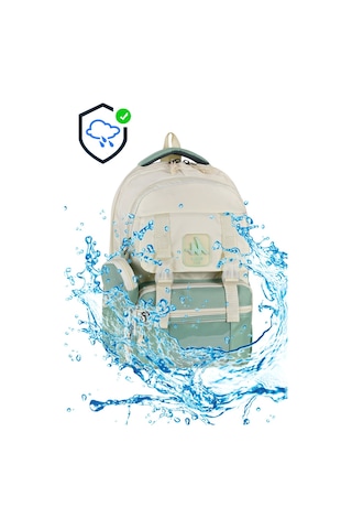 Okul Çantası + Çift Gözlü Kalem Çantası + Para Cüzdanı + Anahtarlık + Silgi & Matara 500 Ml Lacivert