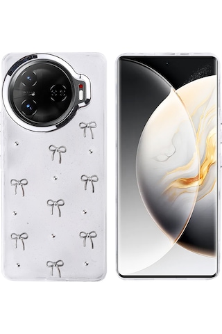 Noktaks - Tecno Uyumlu Tecno Camon 30 Pro 5g - Kılıf Airbag Tasarımlı Simli Şeffaf Koruyucu Kutup Kapak - Fiyonk T36551 Fiyonk