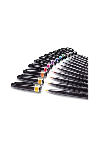 Pentel Sing Pen Brush İnce Uçlu Fırça Kalem Sarı Genel