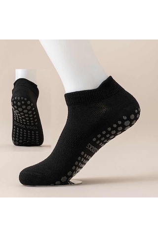 Xindoker Kadınlar İçin Silikon Anti Kayma Noktaları, Nefes Alıcı Kumaş, Yoga-pilates-spor Çorapları, Siyah, 34-40 Numara, 1 Çift Siyah