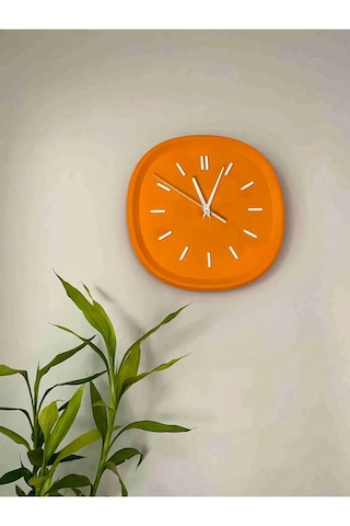 Dekoratif Tasarımlı Renkli Kare Duvar Saati Turuncu 26 Cm Turuncu - Beyaz