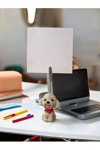 Kırmızı Fularlı Kawaii Sevimli Köpek Fotoğraf Not Tutucu Kırmızı