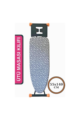 Lexroo Asev Home Ütü Masası Kılıfı Keçeli İpli Stoperli Büyük Boy 55x140 Cm Ahter Gri
