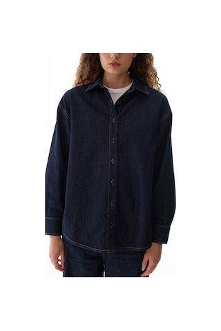 Penti Koyu Denim Relax Shirt Uzun Kollu Bluz Koyu Denım