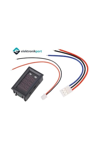 Elektronikport-Dijital Voltmetre Ampermetre Dc 100V 10A 0.56 İnch (Mavi + Kırm