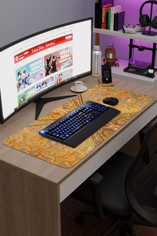 Ortaçağ Sanat Kaymaz Dikişli Kauçuk Oyuncu Mousepad V4 - 90x40 Xxl Gaming Mouse Pad Fare Altlığı