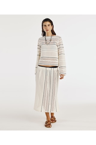 Yargıcı Dizaltı Yırtmaçlı Kalem Etek 25yket4020b 037 Ekru