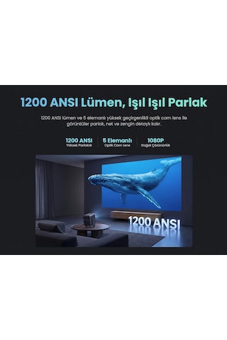 Wanbo Mozart 1s 1200 Ansı Vıdaa Voice Full Hd Akıllı Projeksiyon Cihazı 4k Destekler Dahili Gimbal Stand