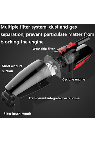 Cs1016 120w Akülü Kuru Islak Araba Işıklı El Tipi Elektrikli Süpürge Siyah