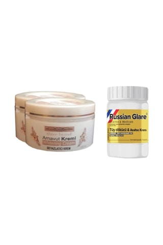 Three Brand 100 Ml Arnavut Aklık Kremi 2 Ad + Russıan Glare Tüy Dökücü Azaltıcı Merhem 50ml 1 Ad