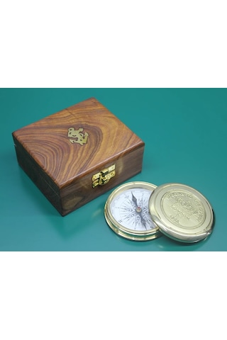 Ahşap Kutulu Pirinç Pusula 16221 Tdrtr