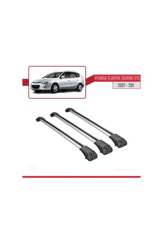 Hyundai Elantra Touring Fd 2007-2011 Arası İle Uyumlu Ace-1 Ara Atkı Tavan Barı Gri 3 Adet Bar